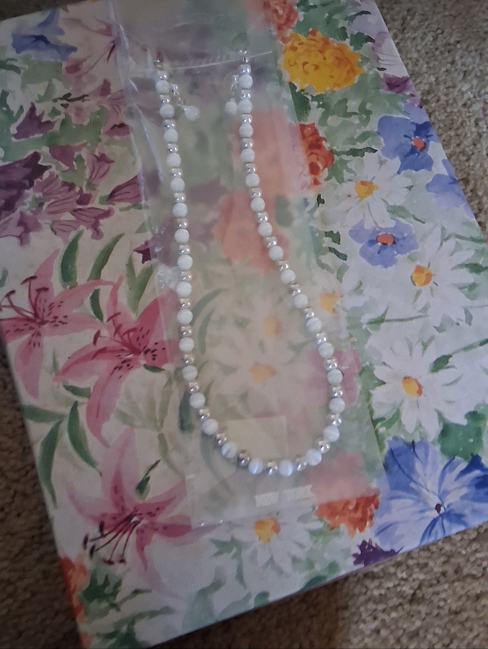 Lustrous White Pearl Bead Necklace Set for Women - Picture 3 of 3